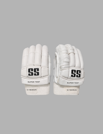 SS Super Test Cricket Batting Gloves - Premium Sausage Style | White Edition