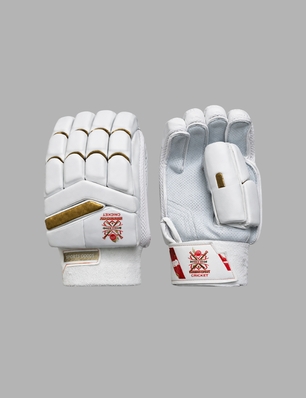 Kickstart Cricket White Gold Edition Batting Gloves – Premium Leather Palm | Pro Protection