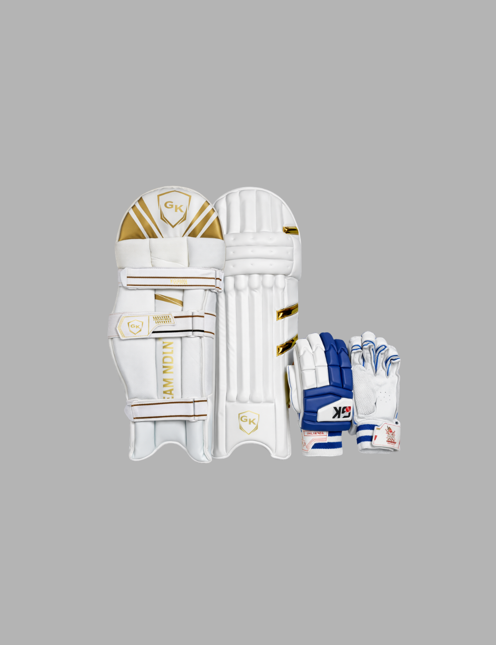 GK Premium Batting Pads & Batting Gloves Combo