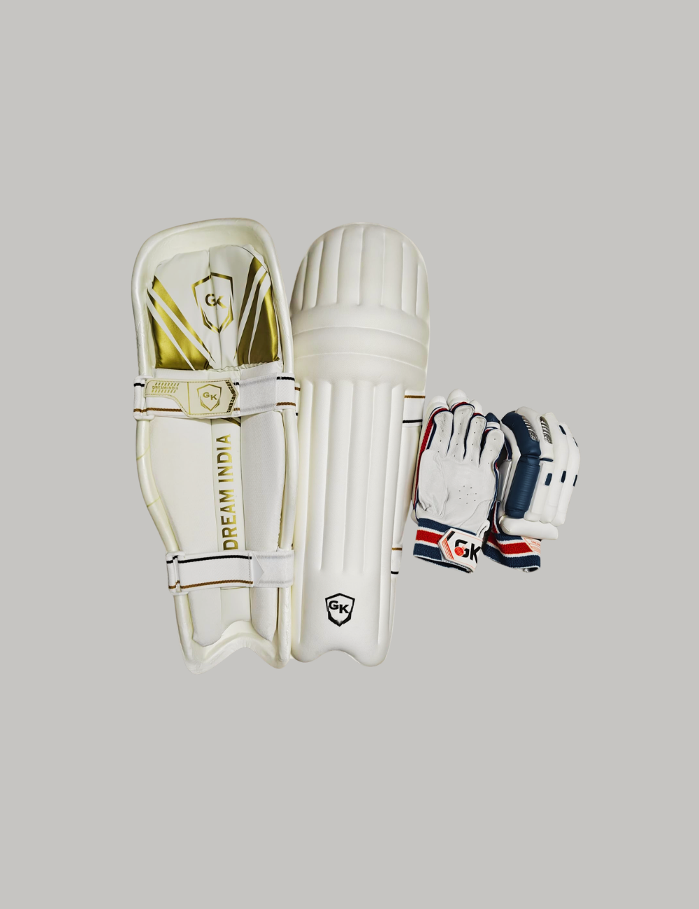 GK Cricket Moulded Batting Pads & Batting Gloves Combo