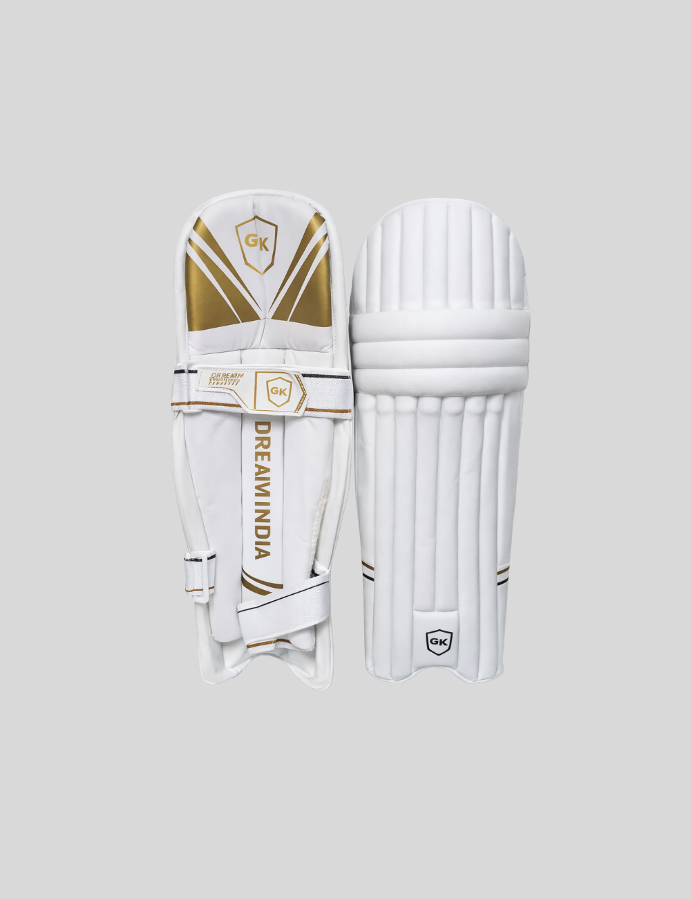 GK Dream India Moulded Batting Pads – White Gold Edition